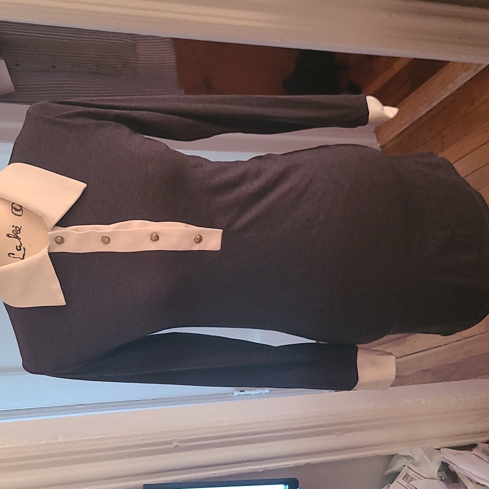 Body con Contrast Collar Heather Grey Dress